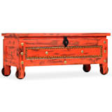 vidaXL Aufbewahrungstruhe Massives Mangoholz 101 x 39 x 42 cm Rot
