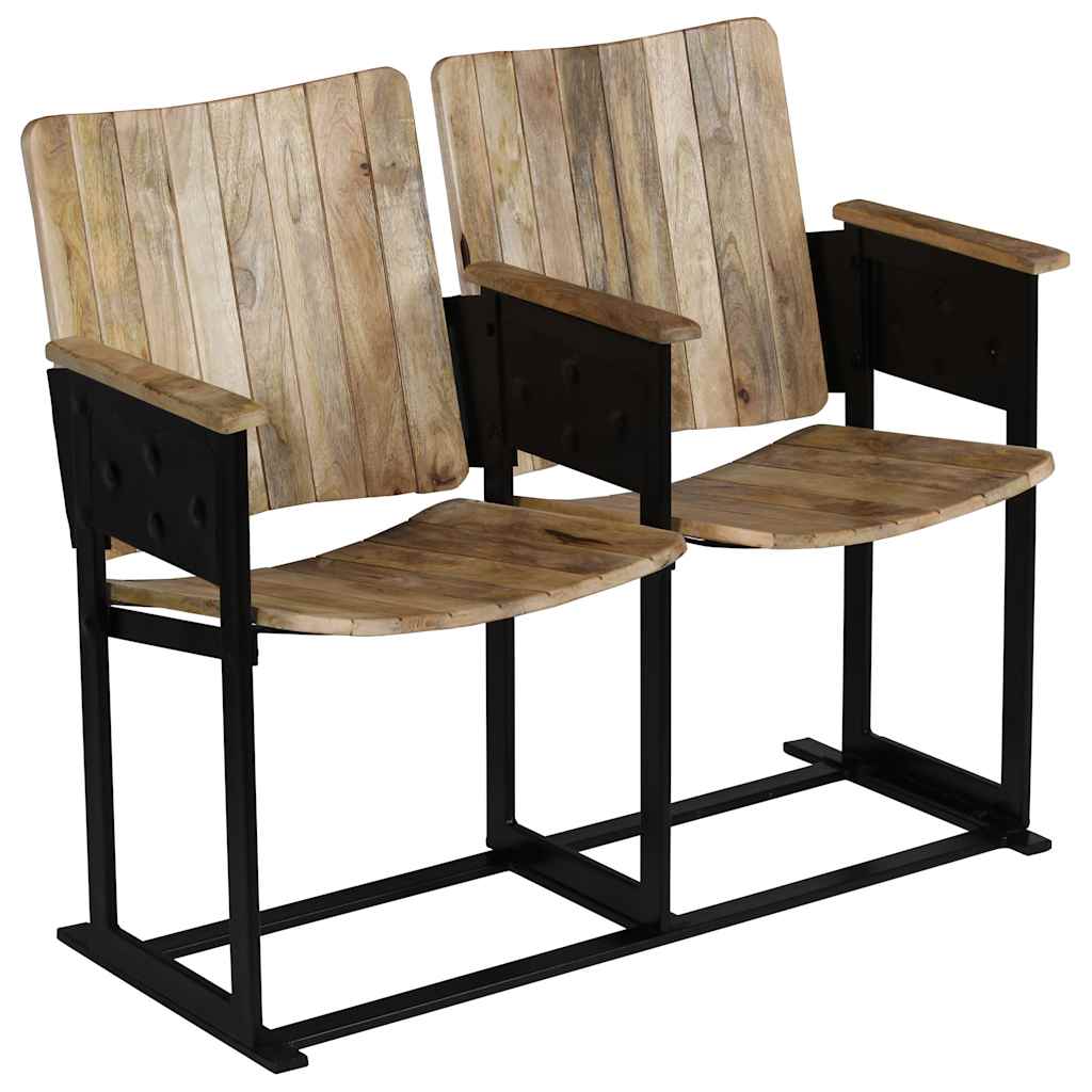 Tweezitsbankje massief mangohout en staal image 14