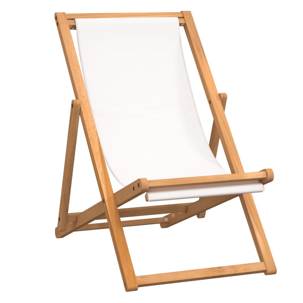 Deck Chair Teak 56x105x96 cm Cream