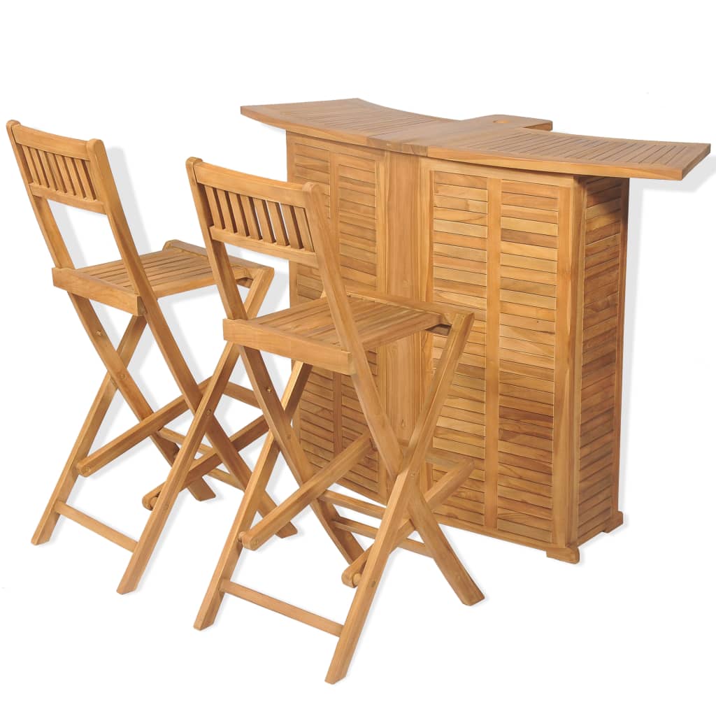 vidaXL 3-tlg. Bistro-Set mit Klappstühlen Massivholz Teak