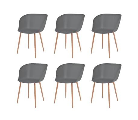 Kunststof Eetkamerstoelen Stalen Grijs Vidaxl 6 En Zitting Poten St Yf6gby7