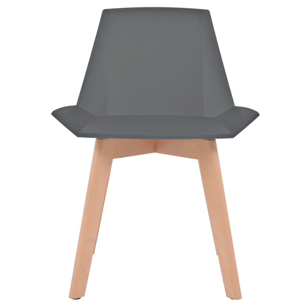 VidaXL - vidaXL Eetkamerstoelen kunststof zitting beukenhouten poten grijs 6 st