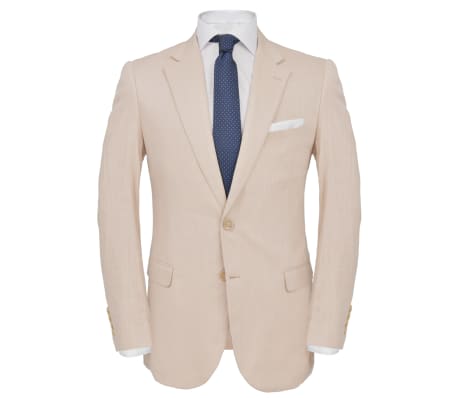 vidaXL Men's 2 Piece Linen Suit Size 46 Beige