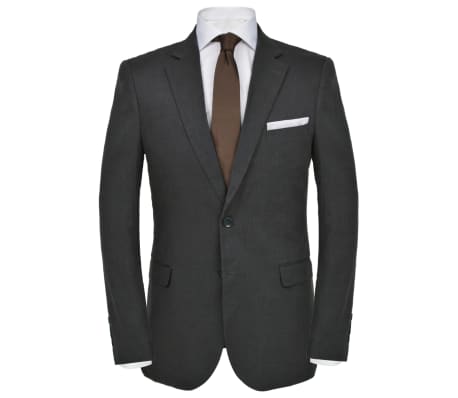 vidaXL Men's 2 Piece Linen Suit Size 46 Dark Grey