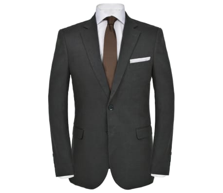 vidaXL Pánský dvoudílný oblek vel. 48, lněný, tmavě šedý