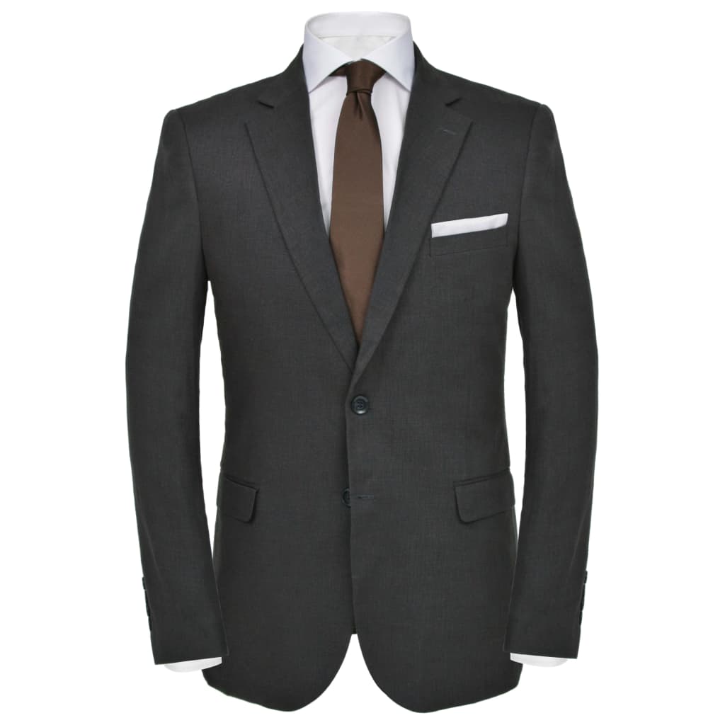 vidaXL Men's 2 Piece Linen Suit Size 52 Dark Grey