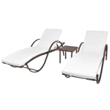 vidaXL Jeu de chaises longues avec table 5 pcs Résine tressée Marron