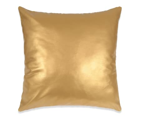 vidaXL spilvenu komplekts, 2 gab., 60x60 cm, zelta krāsas mākslīgā āda
