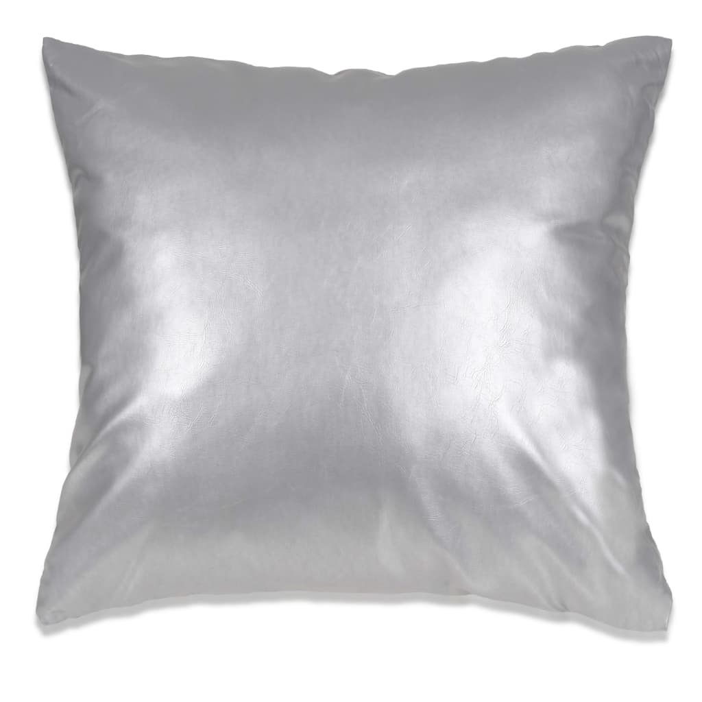 

vidaXL Sierkussenset 45x45 cm PU zilver 2-delig