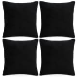 vidaXL Povlaky na polštář 4 ks velur 40 x 40 cm černé