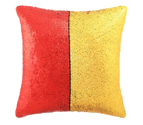 vidaXL Zestaw 2 poduszek z cekinami, 60x60 cm, czerwony i złoty