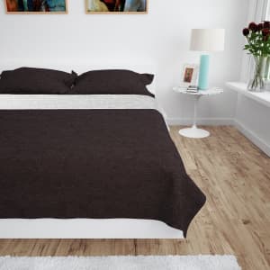 Oboustranný prošívaný přehoz na postel 230x260 cm hnědo-krémový - obrázek 1
