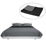 vidaXL Couvre-lit à double face matelassé 170 x 210 cm Gris et noir