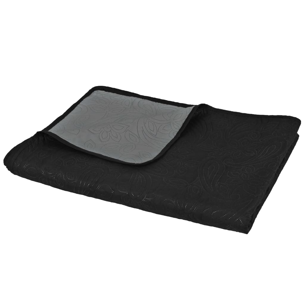  Obojstranná posteľná prikrývka, 170x210 cm, šedo-čierna