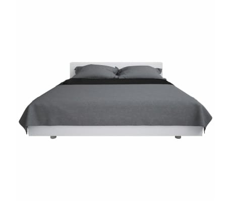 vidaXL Dwustronna, pikowana narzuta na łóżko, 220x240 cm, szaro-czarna