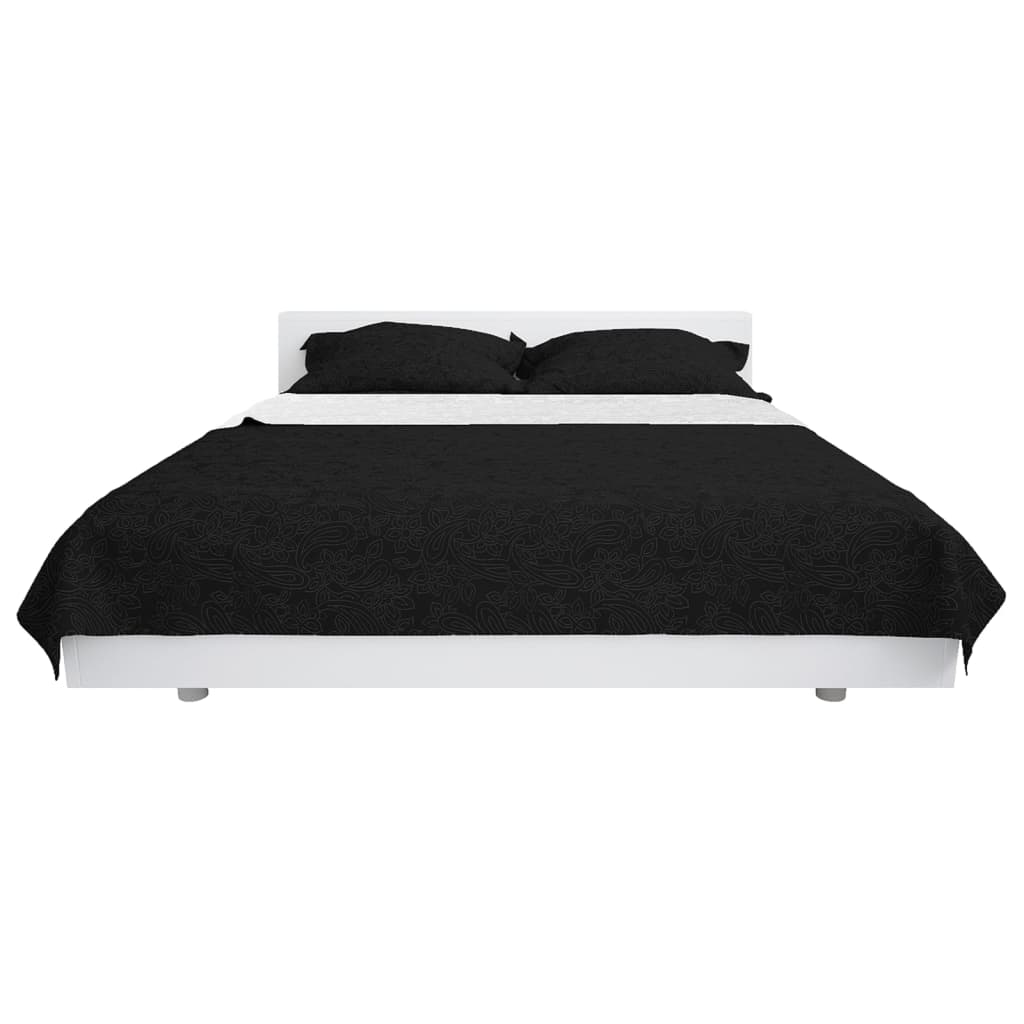 vidaXL Cubrecama acolchado doble cara 220x240 cm blanco y negro