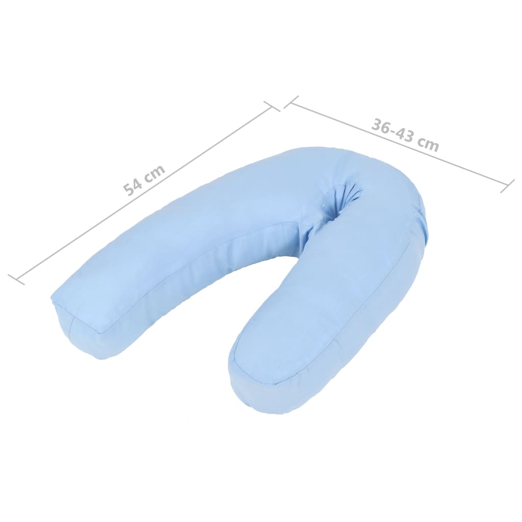 Těhotenský polštář ve tvaru písmene J 54 x (36–43) cm modrý