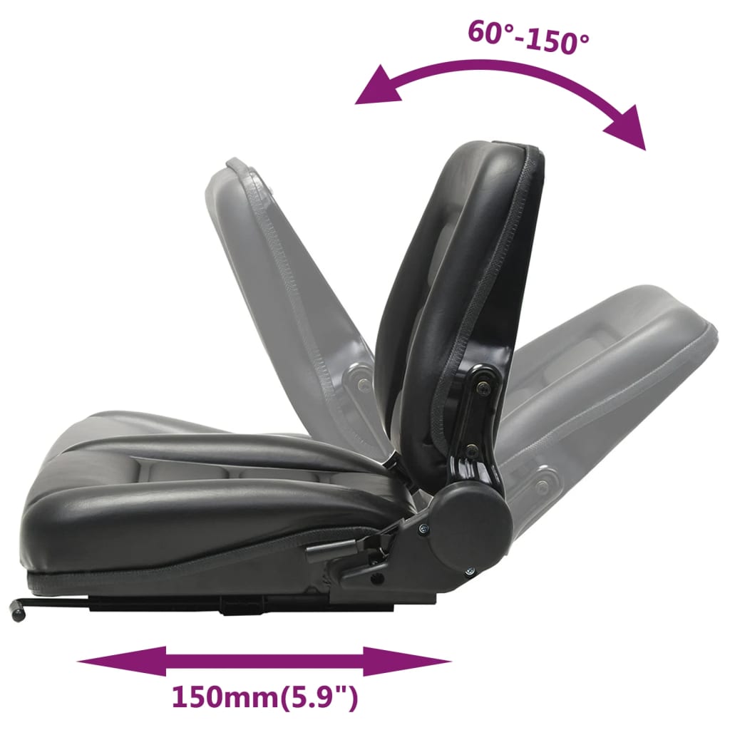 Siège De Tracteur Et De Chariot élévateur Dossier Réglable Noir VidaXL 18 width=274