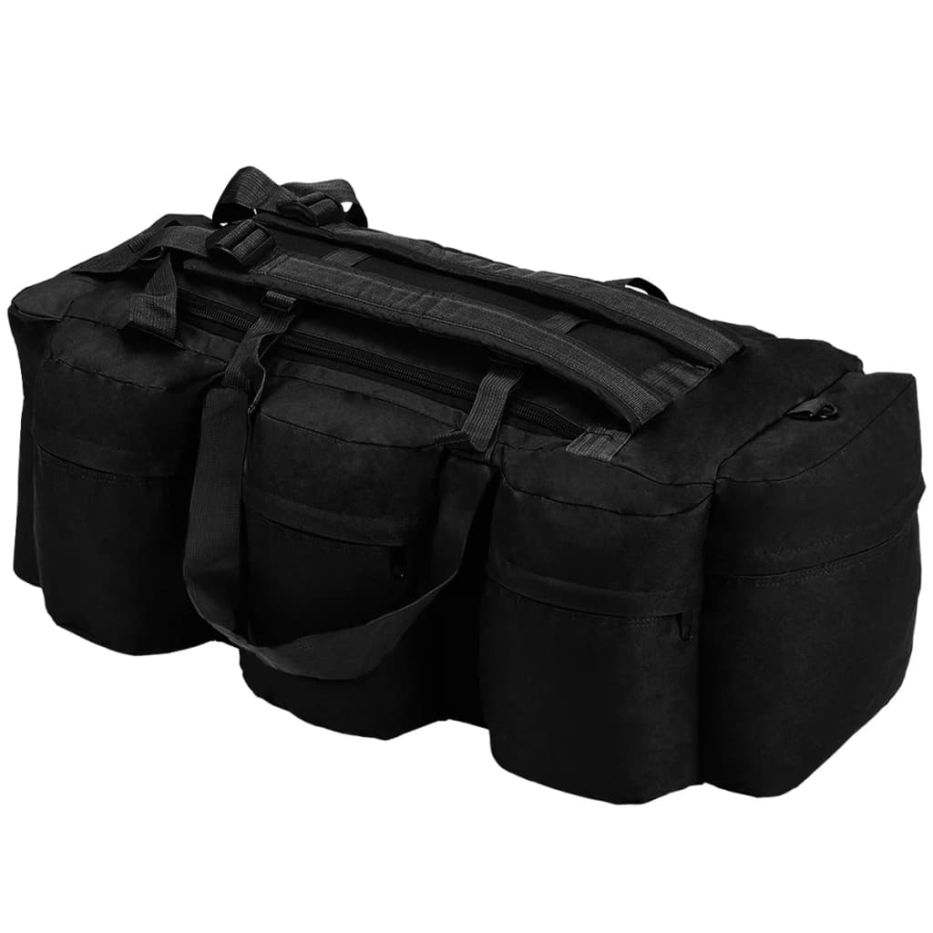 vidaXL duffelbag i 3-i-1 army-stil 90 l sort