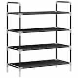 vidaXL Sapateira com 4 prateleiras metal e tecido não tecido preto