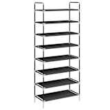vidaXL Sapateira com 8 prateleiras metal e tecido não tecido preto