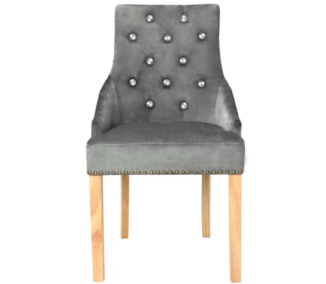vidaXL Chaises de salle à manger 2pcs Argenté Chêne massif et velours vidaXL Chaises de salle à manger 2pcs Argenté Chêne massif et velours