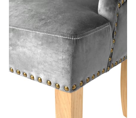 vidaXL Chaises de salle à manger 2pcs Argenté Chêne massif et velours vidaXL Chaises de salle à manger 2pcs Argenté Chêne massif et velours