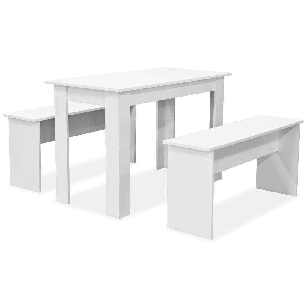 

vidaXL Dining Table and Benches 3 Pieces Engineered Wood White