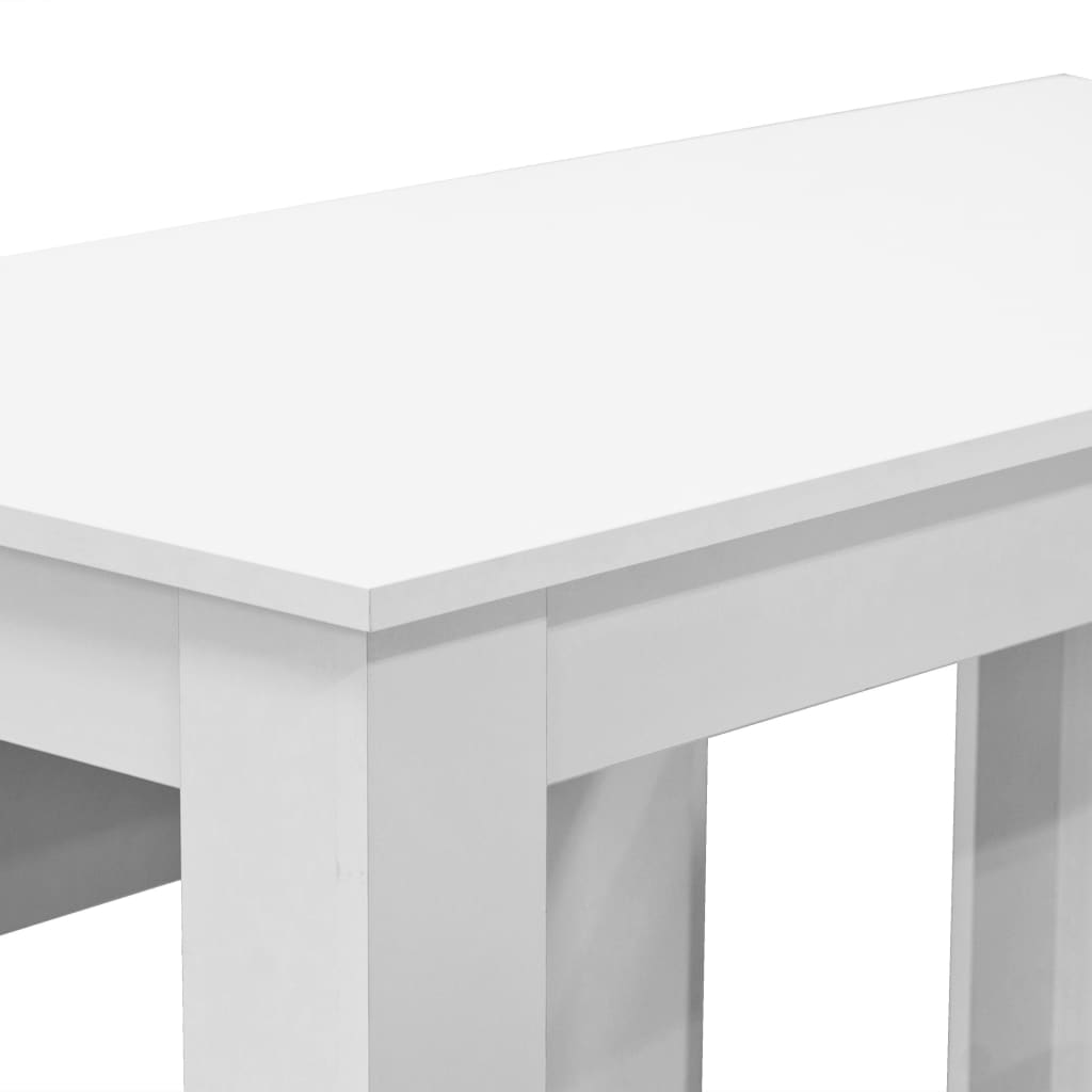 vidaXL Dining Table and Benches 3 Pieces Chipboard White