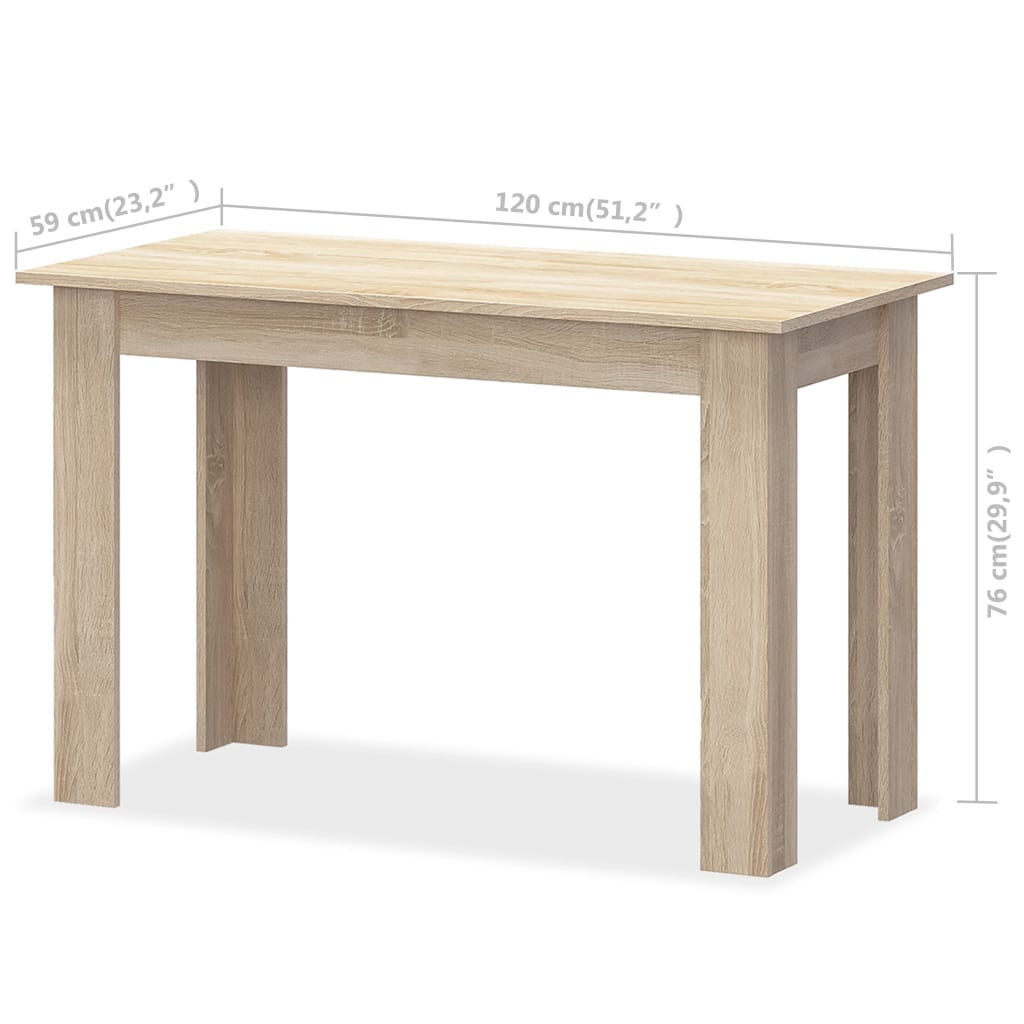  Jedálenský stôl a lavičky z drevotriesky, 3 kusy, dubová farba
