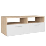 vidaXL Móvel de TV em aglomerado 95x35x36 cm carvalho e branco