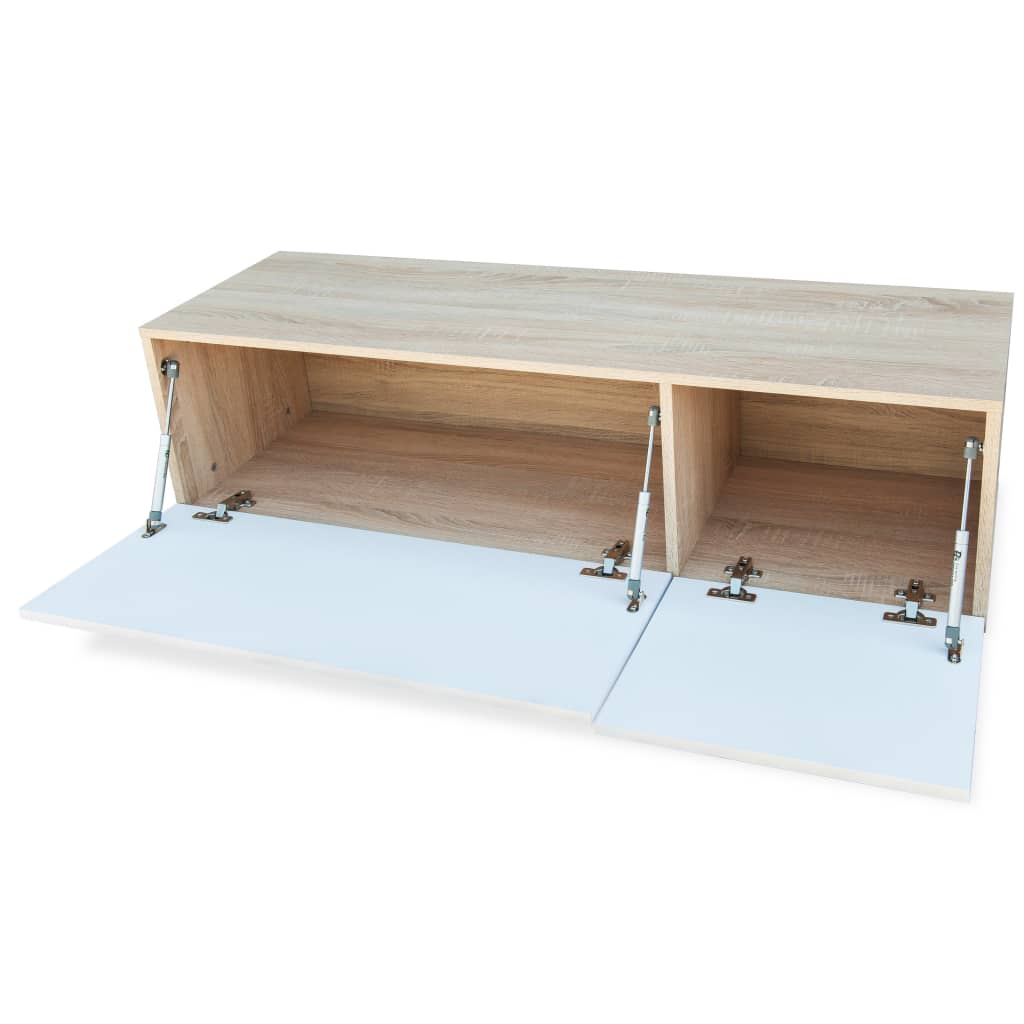 

vidaXL Tv-meubel 120x40x34 cm spaanplaat hoogglans wit en eikenkleur