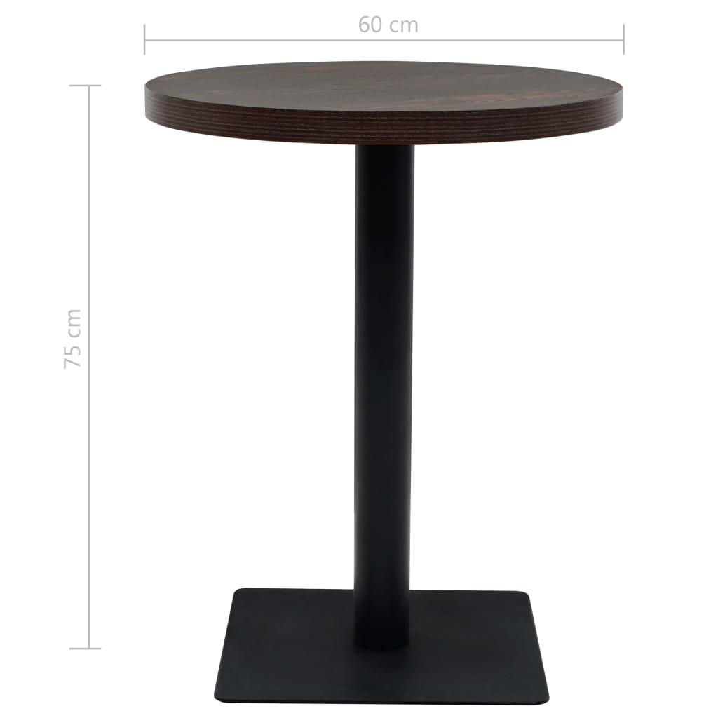 Kerek, sötét hamuszínű MDF/acél bisztró asztal 60 x 75 cm 