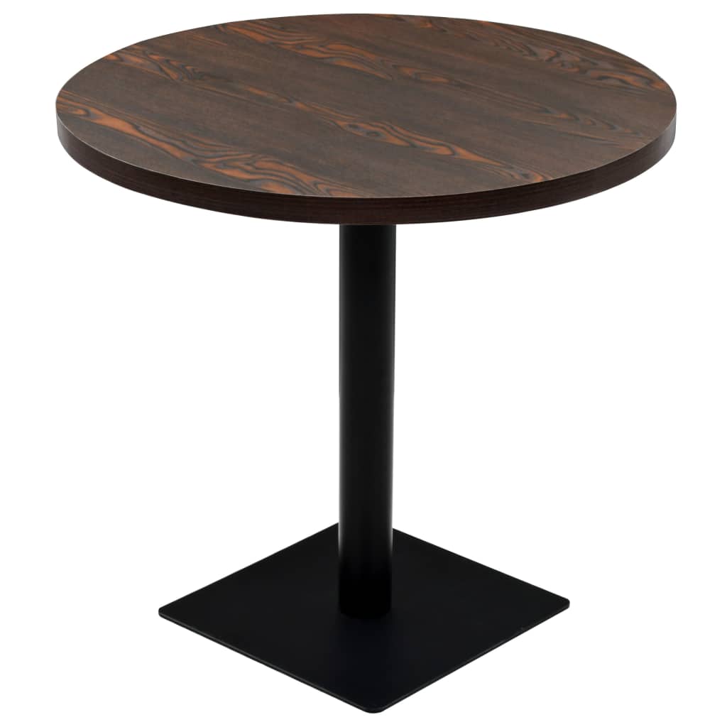 Image of vidaXL Bistro Table MDF and Steel Round 80x75 cm Dark Ash