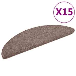 Schodové rohože samolepicí 15 ks 56 x 17 x 3 cm světle hnědé, půlkulaté - obrázek 2