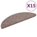 vidaXL Alfombrillas de escaleras autoadherente 15 uds 54x16x4cm marrón
