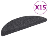 vidaXL Πατάκια Σκάλας Αυτοκόλλητα 15τεμ Σκ.Γκρι 54x16x4εκ Βελονιασμένο