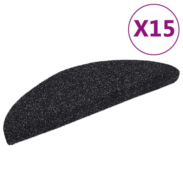 vidaXL isekleepuvad trepimatid, 15 tk, 56 x 17 x 3 cm, mustad, poolringikujulised