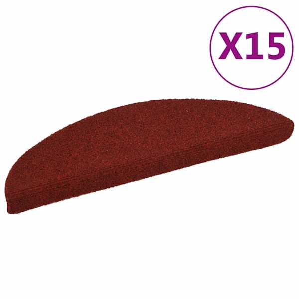 vidaXL isekleepuvad trepimatid, 15 tk, 56 x 17 x 3 cm, bordoopunased, poolringikujulised