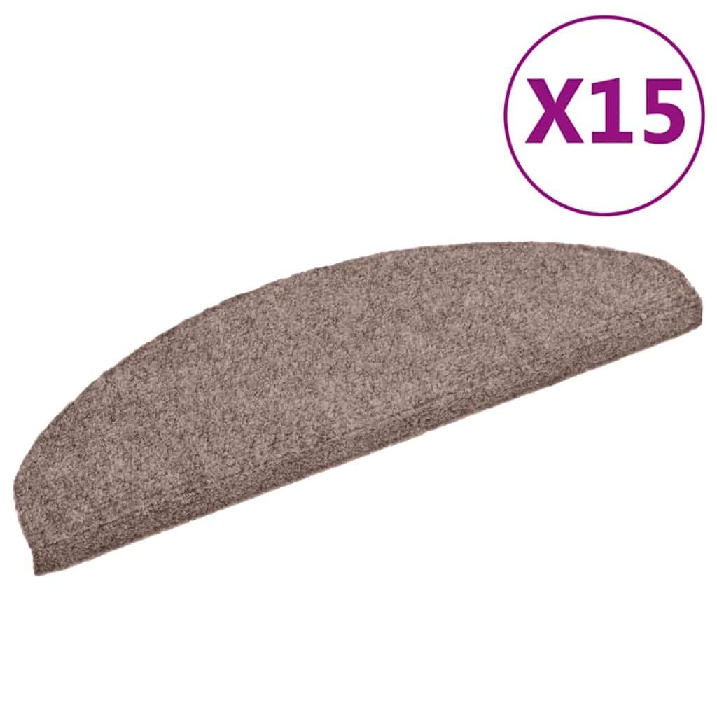 vidaXL Schodové rohože samolepicí 15 ks 65 x 21 x 4 cm krémové, půlkulaté, velké