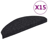 vidaXL 15 stk. selvklæbende trappemåtter nålenagle 65 x 21 x 4 cm sort