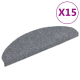 vidaXL Πατάκια Σκάλας Αυτοκόλλητα 15τεμ Αν.Γκρι 65x21x4εκ Βελονιασμένο