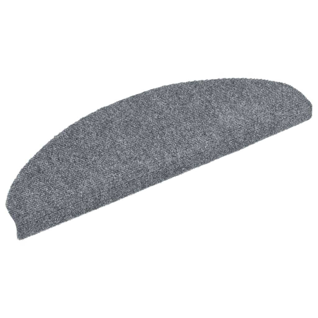 vidaXL Samolepiace nášľapy na schody, 15 ks, kobercové, 65x21x4cm, bledosivé