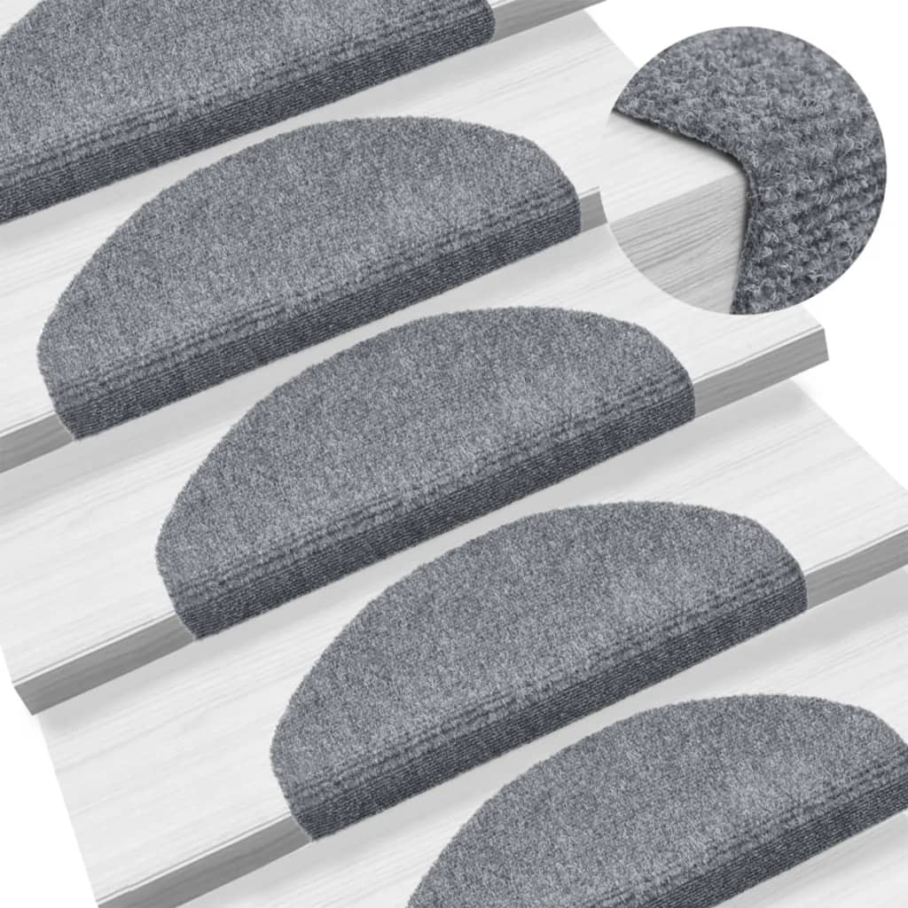  Tapis d'escalier auto-adhésif 15 pcs 65 x 21 x 4 cm Gris clair