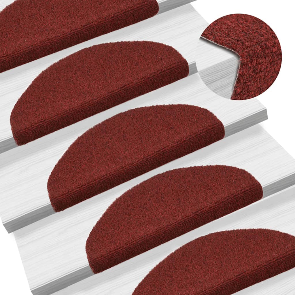 vidaXL selvklæbende trappemåtter 15 stk. nålenagle 65 x 21 x 4 cm rød