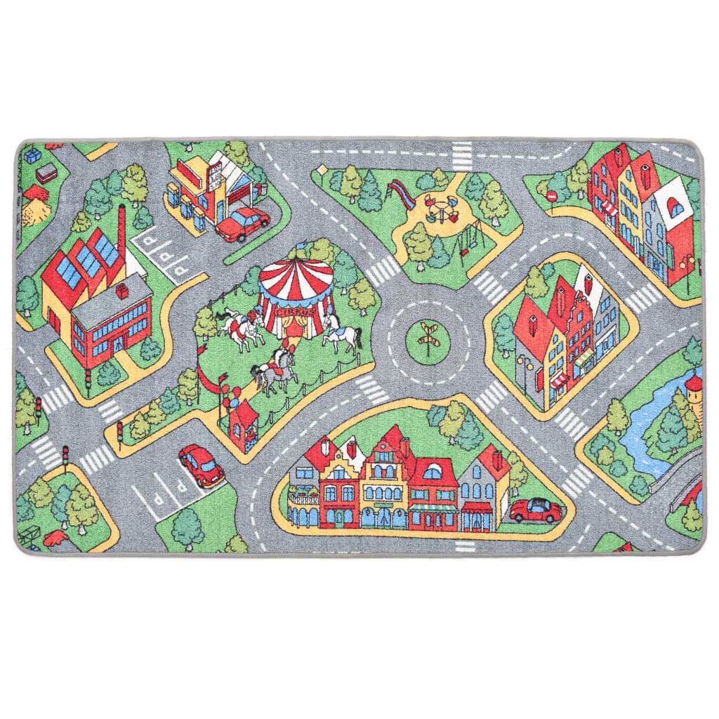 vidaXL Tapis de jeu Poil à boucle 100 x 165 cm Motif de route de ville