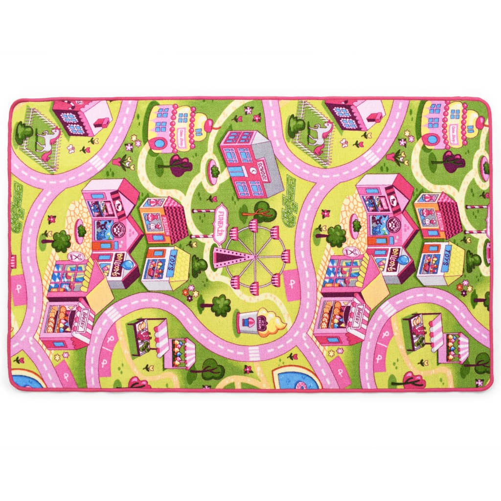 vidaXL rotaļu paklājs, 80x120 cm, saldumu pilsētiņas ainava, audums