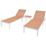 vidaXL Sunloungers 2 pcs with Table Aluminum WPC White and Brown