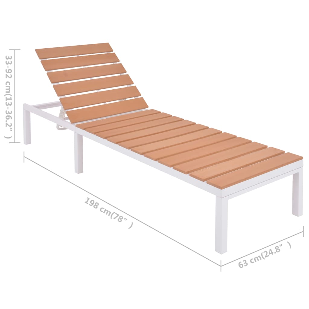 Saulės gultai, 2vnt., su staliuku, aliumin., WPC, rudi ir balti | Stepinfit