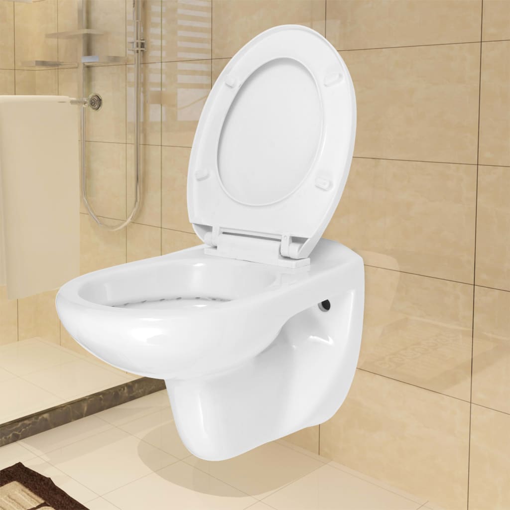 

vidaXL Hangend toilet met stortbak en soft-close bril keramiek wit